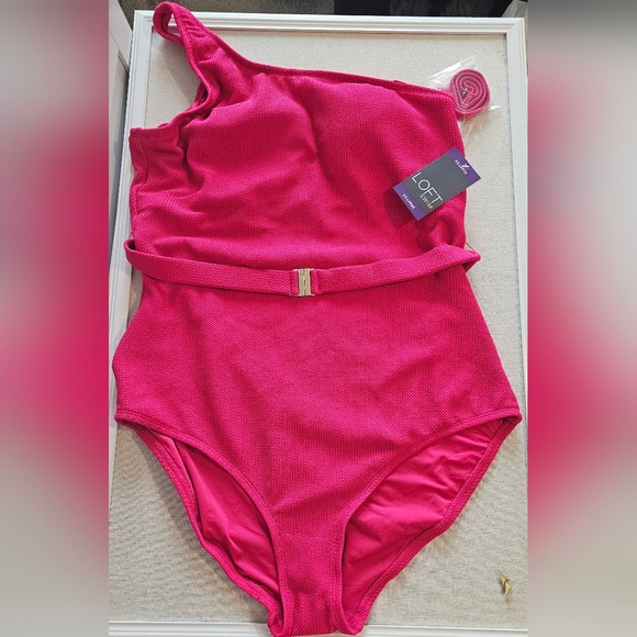 Loft Women's Asymmetrical Textured One-Piece Swimsuit - Picture 7 of 9